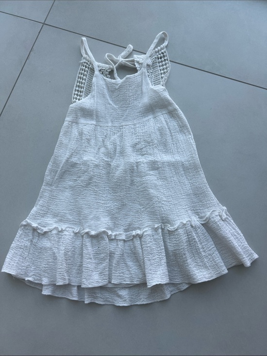 le mo mo Other - Girls White Ruffle Summer Dress with Crochet Straps
